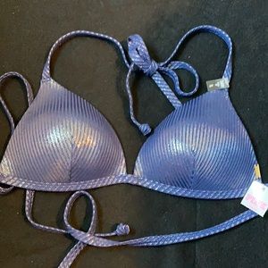 Small PINK swimwear bra. Blue and glitter